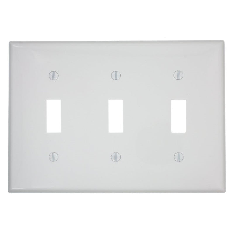 Leviton 80711-W 3-Gang Toggle Device Switch Wallplate, White
