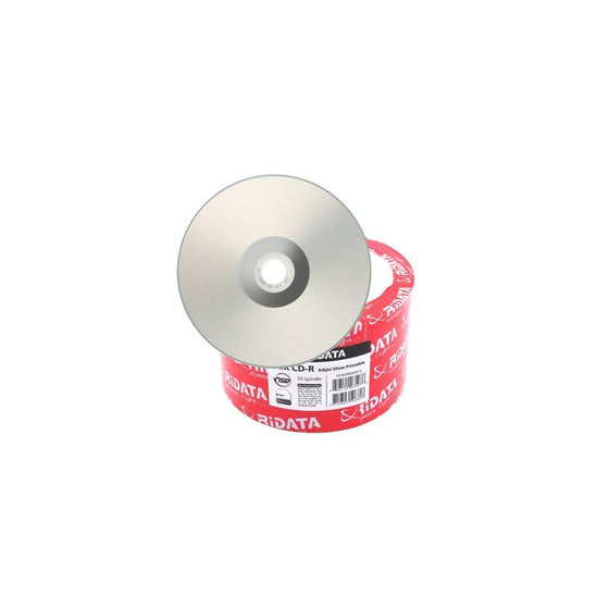 100 Ritek Ridata 52X CD-R 80min 700MB Silver Inkjet Hub Printable