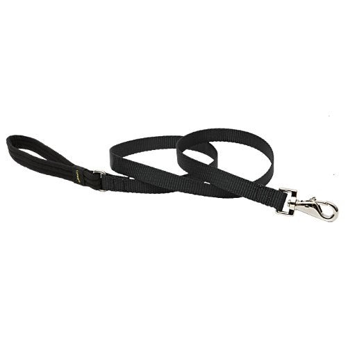 LupinePet Basics 3/4" Black 6-foot Padded Handle Leash for Medium and Larger Dogs