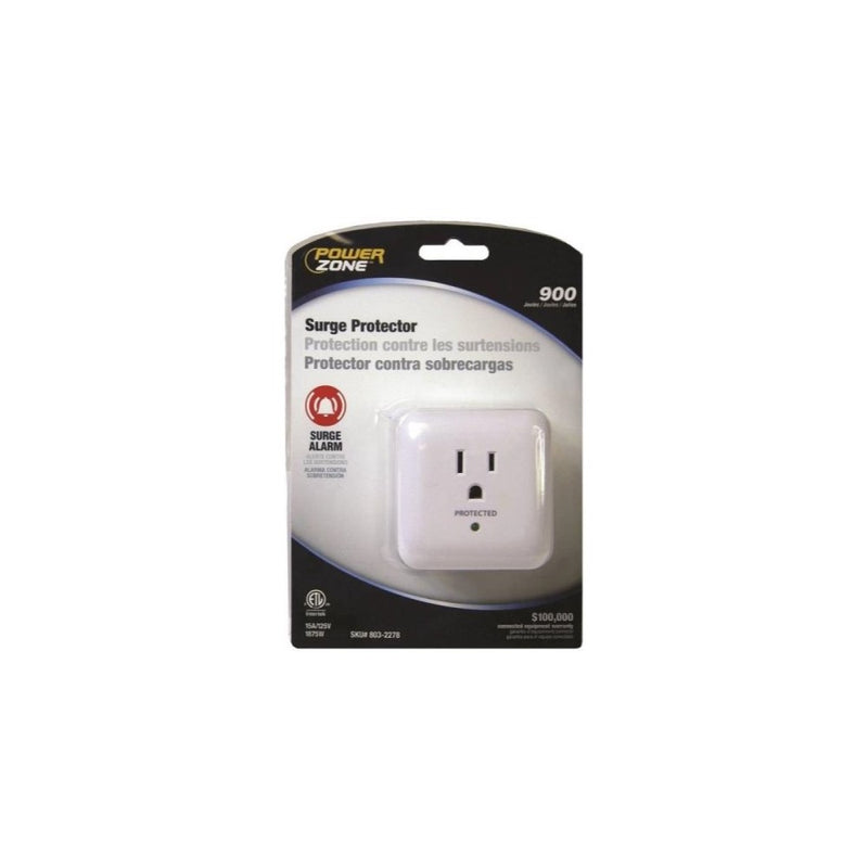 POWER ZONE OR802105 Surge 1 Outlet 900J Tap and Alarm