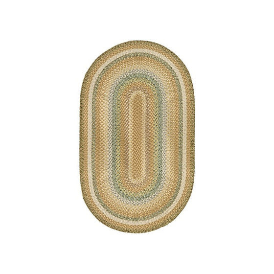 Safavieh Braided Collection BRD314A Hand-woven Tan and Multi Oval Area Rug, 3 feet by 5 feet (3' x 5'Oval)