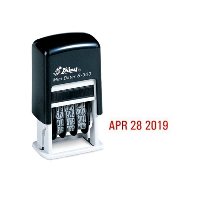 Shiny Self-Inking Rubber Date Stamp - S-300 - RED INK (42510-R)