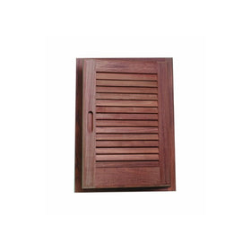 SeaTeak 60725 Teak Louvered Door and Frame, Oblong, Left Hand Opening, 15 Inch x 20 Inch
