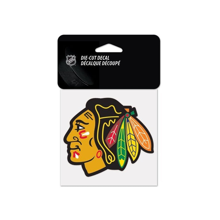 NHL Chicago Blackhawks 21863010 Perfect Cut Color Decal, 4" x 4", Black