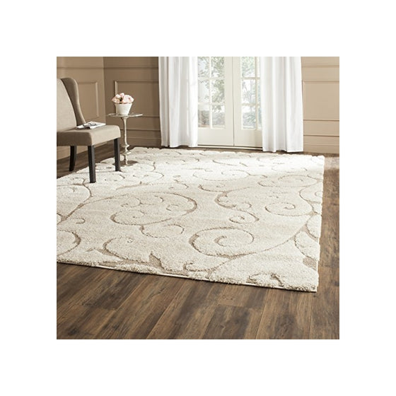 Safavieh Florida Shag Collection SG455-1113 Cream and Beige Shag Area Rug, 8 feet by 10 feet (8' x 10')