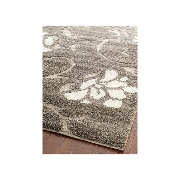 Safavieh Florida Shag Collection SG464-7913 Smoke and Beige Shag Area Rug, 4 feet by 6 feet (4' x 6')