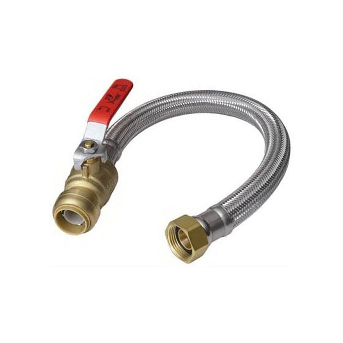 SharkBite U3068FLEX18BVLF Flexible Water Heater Connector with Ball Valve, 1/2-Inch CTS X 3/4-Inch FIP X 18-Inch Length