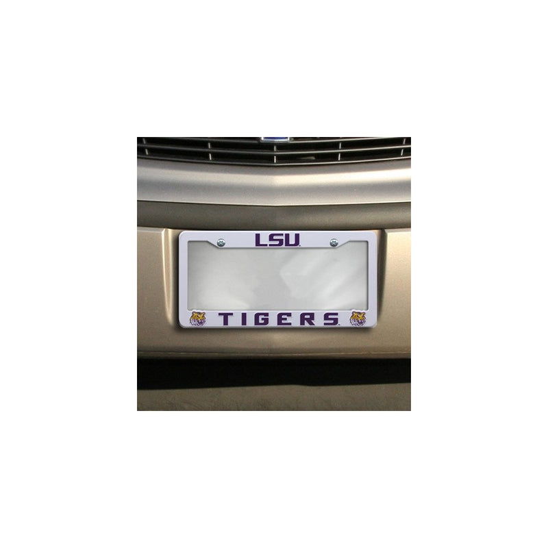 NCAA LSU Tigers Plastic License Plate Frame - White