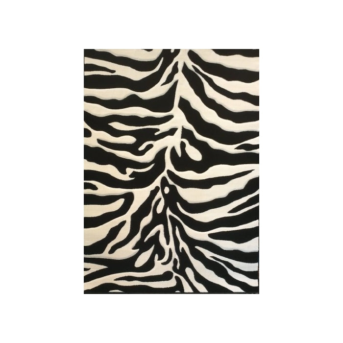 Modern Rug Sculpted Zebra Print 5 Ft. 2 In. X 7 Ft. 3 In. Design # S245 Black