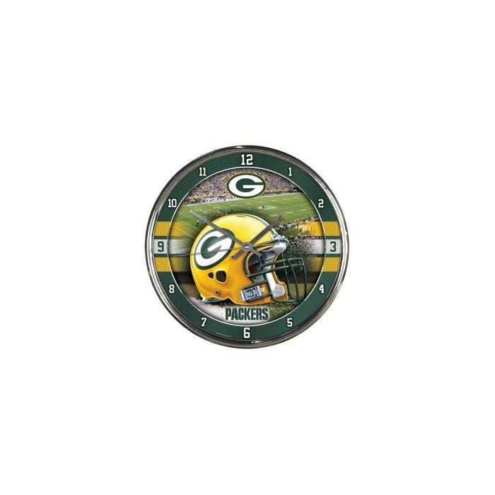 Nfl Football Team Chrome Wall Clock , Packers , 12-Inch