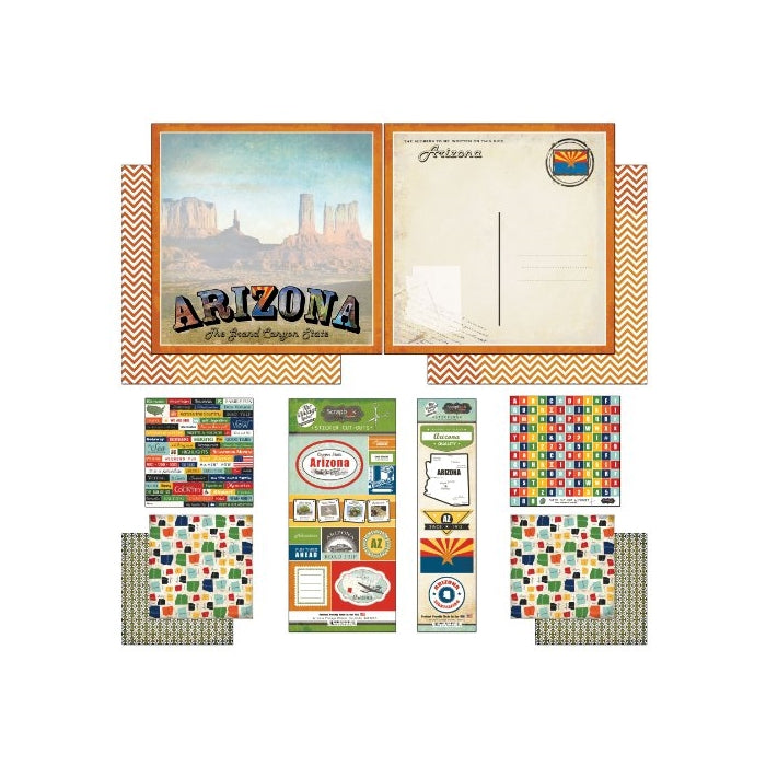 Scrapbook Customs Themed Paper and Stickers Scrapbook Kit, Arizona Vintage
