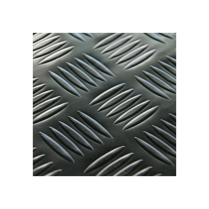 Rubber Cal Diamond-Grip Floor Mat, Black, 2mm x 4 x 7-Feet