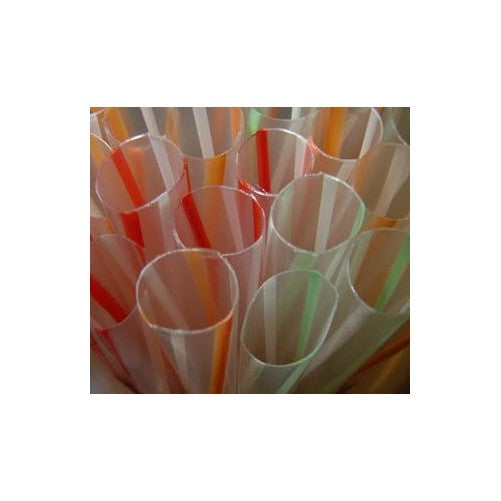 150 Count EXTRA WIDE Fat Boba Drinking Straw 8 1/2" Striped.