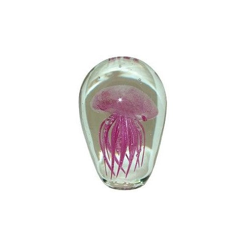 4" Pink Jellyfish Art Glass Sculpture Paperweight