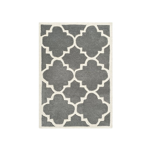 Safavieh Chatham Collection CHT730D Handmade Dark Grey and Ivory Wool Area Rug, 2 feet by 3 feet (2' x 3')