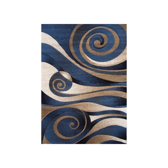 Modern Area Rug Sculpture 258 Blue (5 Feet 2 Inch X 7 Feet 3 Inch)