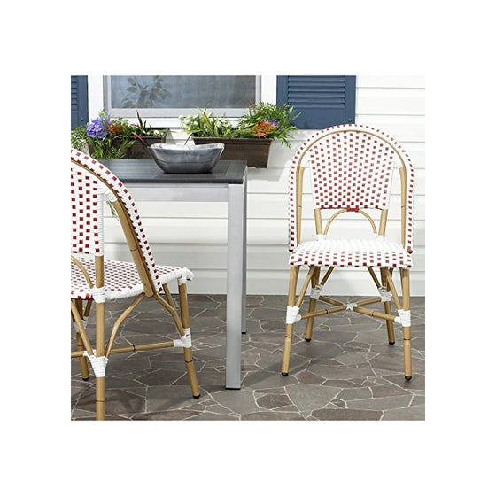 Safavieh Home Collection Salcha Red and White Indoor/Outdoor Stacking Side Chair (Set of 2)