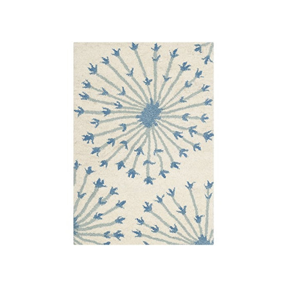 Safavieh Bella Collection BEL123B Handmade Beige and Blue Wool Area Rug, 2 feet by 3 feet (2' x 3')