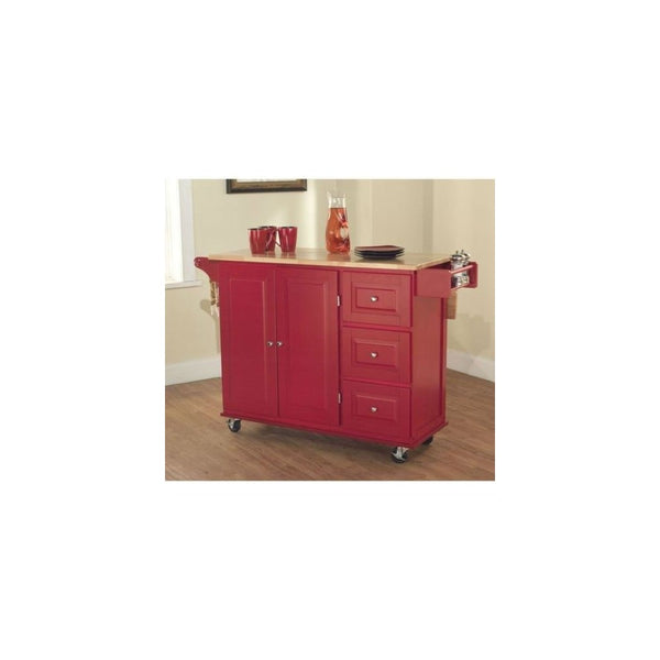 Aspen Red Natural Three-drawer Kitchen Utility Cart/Bar