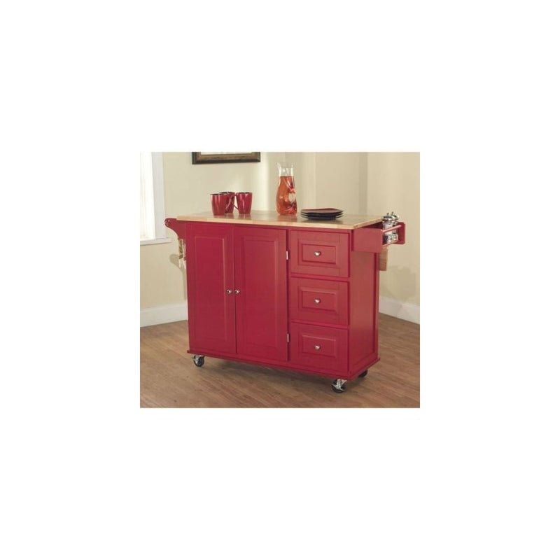 Aspen Red Natural Three-drawer Kitchen Utility Cart/Bar