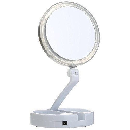 Floxite 10x plus 1x Lighted Folding Vanity & Travel Mirror