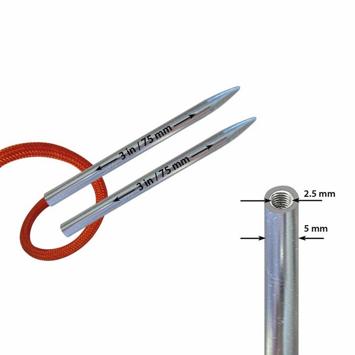 SafetyCare Stainless Steel ParaCord & Leather Stitching Fid Needles, 3 in / 3 mm; 2 pack