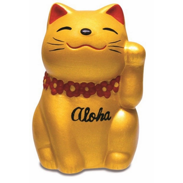 Lucky Cat Figurine Gold 2.25” Tall