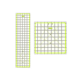 Skyhawk Acrylic Quilting Ruler Combo Pack of 2 Quilters Rulers - Rectangular 24" x 6.5" and Square 9.5" x 9.5" Double-Colored Grid Lines