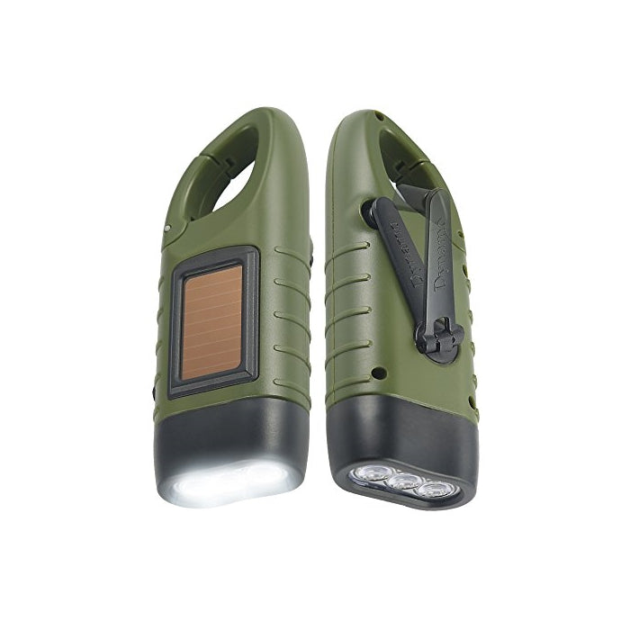Simpeak Hand Crank Solar Powered Rechargeable LED Flashlight, 2 Pack