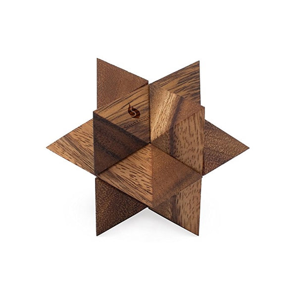 Shooting Star: Handmade & Organic Wooden Star Puzzle for Adults from SiamMandalay with Free SM Gift Box(Pictured)