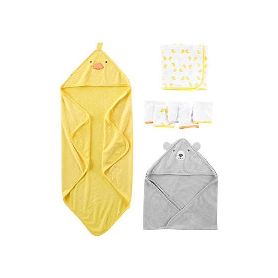Simple Joys by Carter's Baby 8-Piece Towel and Washcloth Set, Yellow/Grey, One Size