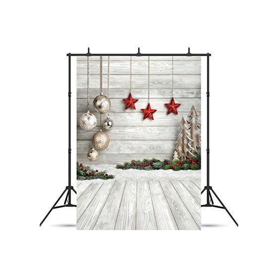 SJOLOON 5X7ft Christmas Balls White Wood Floor Photography Backdrop Fabric Photo Backdrops Customized Studio Background JLT10383