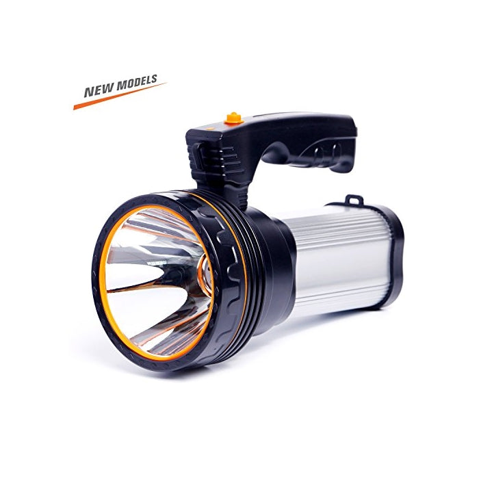 ROMER LED Rechargeable Handheld Searchlight High-power Super Bright 9000 MA 6000 LUMENS CREE Tactical Spotlight Torch Lantern Flashlight (Silver)