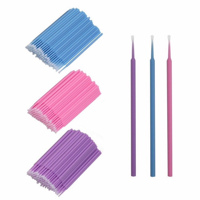 Shintiop 300pcs Micro Applicator Brushes, Disposable Eyelash Extension Brushes for Makeup, Oral and Dental (PurpleBluePink)