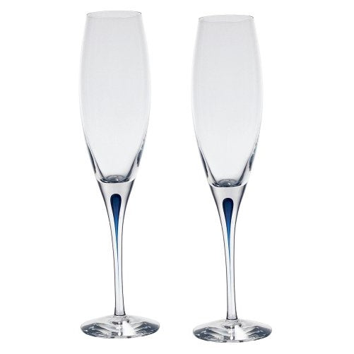 Orrefors Intermezzo Blue Flutes, Set of 2