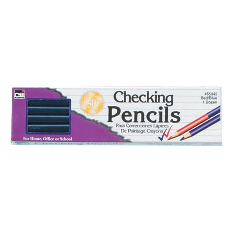 Charles Leonard Checking Pencil, Combination Red and Blue Colored Leads, 12/Box (65045)