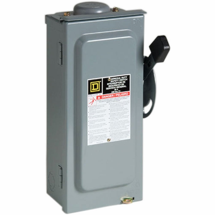 Square D by Schneider Electric D222NRBCP 60-Amp 240-Volt Two-Pole Outdoor General Duty Fusible Safety Switch with Neutral