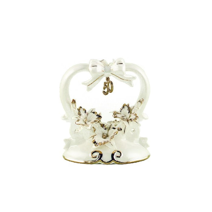 Hortense B. Hewitt Wedding Accessories 50th Anniversary Porcelain Cake Top, 4.5-Inches Tall