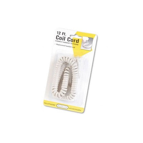 Softalk Products - Softalk - Coiled Phone Cord, Plug/Plug, 12 ft., Ivory - Sold As 1 Each - Connects handset to telephone. - Excellent memory retention so there is less twisting and tangling. - Available in many different colors.