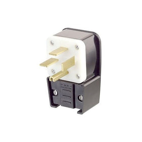 Leviton 8452-P 50 Amp, 250 Volt- 3PY, Straight Blade, Plug, Industrial Grade, Grounding, Angle, Black