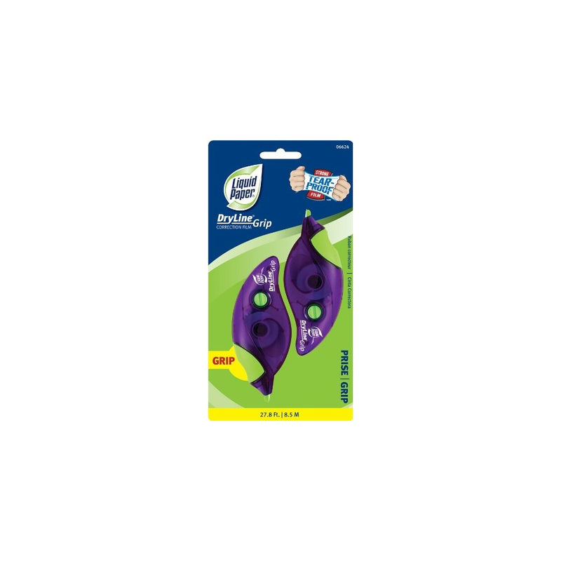 Liquid Paper DryLine Grip Correction Tape, 1/5" x 335", 2 pk