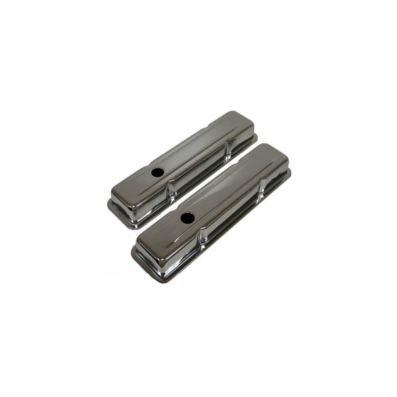 1958-86 Chevy Small Block 283-305-327-350-400 Short Steel Valve Covers - Chrome