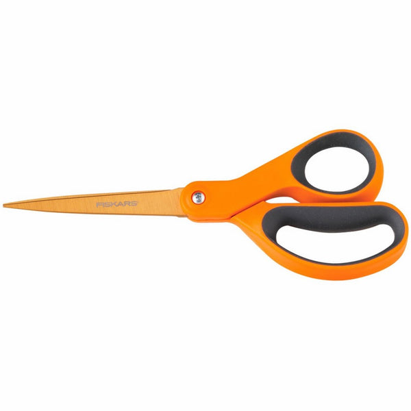 Fiskars 01-004244J Premier Softgrip Titanium Straight Adult Scissors, 8 Inch, Orange