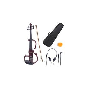 Cecilio 4/4 CEVN-2NA Solid Wood Mahogany Metallic Electric / Silent Violin with Ebony Fittings in Style 2 (Full Size)