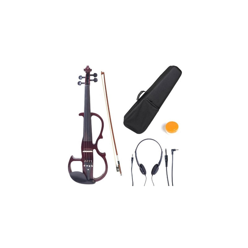 Cecilio 4/4 CEVN-2NA Solid Wood Mahogany Metallic Electric / Silent Violin with Ebony Fittings in Style 2 (Full Size)