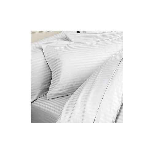 ITALIAN 800 Thread Count 100% Egyptian Cotton 3 Piece Duvet Cover Set , Full/Queen, White Stripe