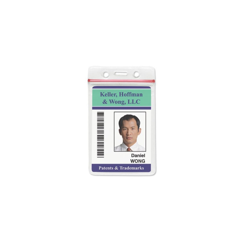 Heavy Duty Vinyl Vertical Badge Holder with Resealable Top Sold Individually