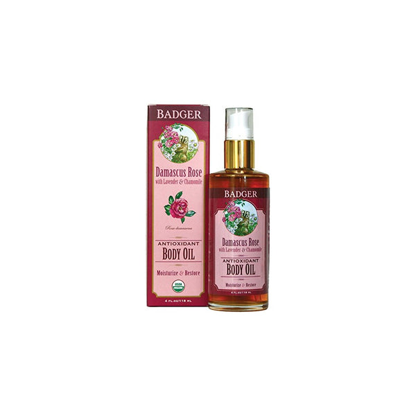 Badger Rose Body Oil - 4 fl oz Glass Bottle