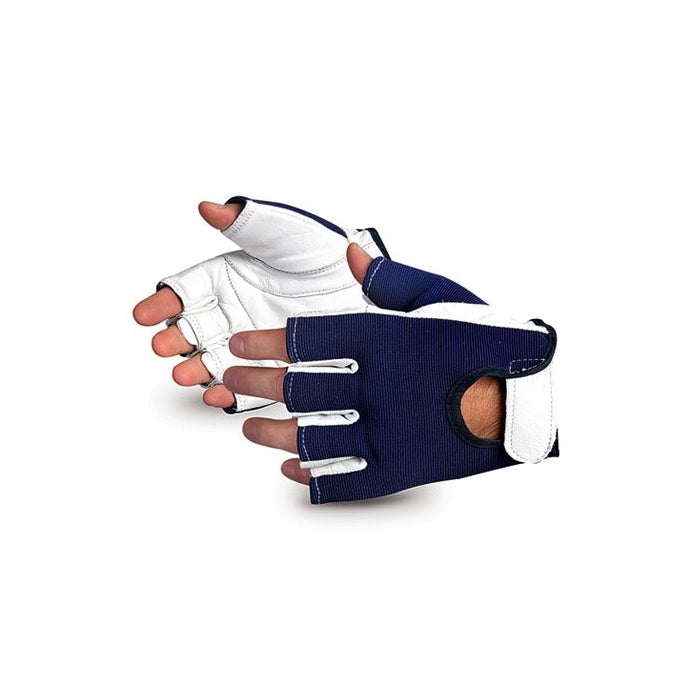 Superior VIBGHFV Vibrastop Goatskin Leather Palm Half-Finger Vibration-Dampening Glove, Work, Medium (Pack of 1 Pair)