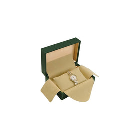 Rolex Style Green Luxury Watch Box - Tan Inside Jewelry Display